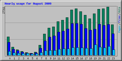 Hourly usage for August 2009